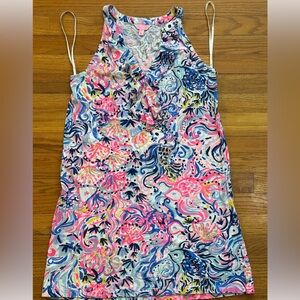 Lilly Pulitzer Medium Shay Dress "Multi So Sofishticated" PTP 17" ruffled v-neck